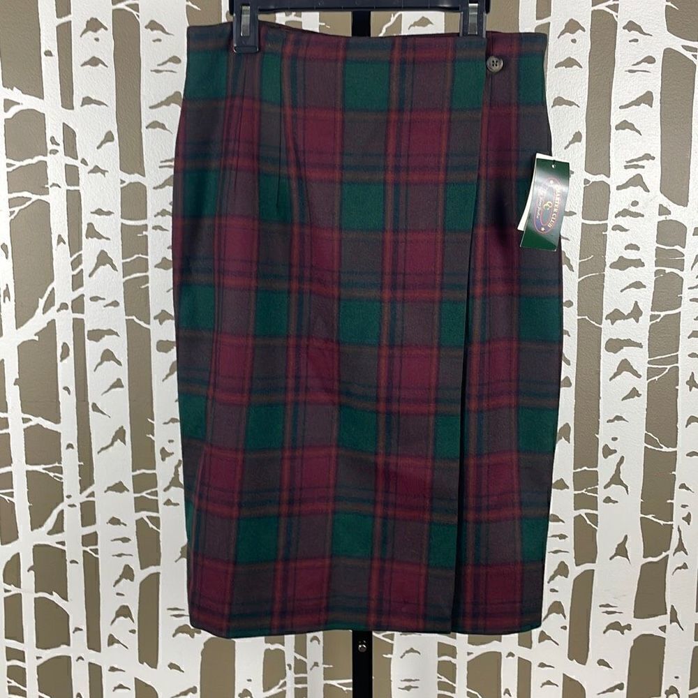 New Vtg True Wrap Worsted Wool Tally Ho Tartan Plaid Midi Pencil Skirt 8